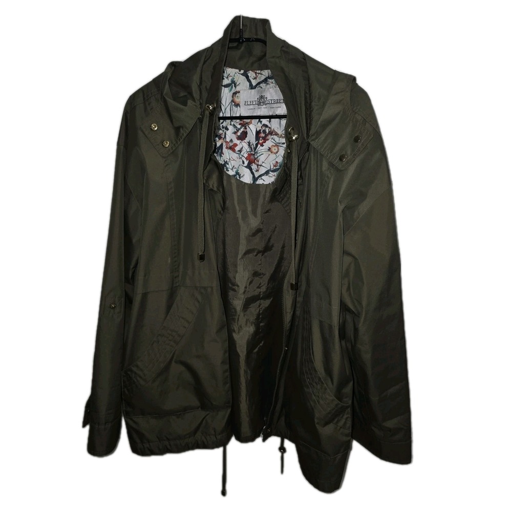 Fleet‎ Street Women's Sz L Olive Green Hooded Wind Breaker/Jacket